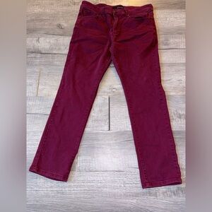 Men's Fried Denim Burgundy Slim Fit Jeans size 34 x 30
